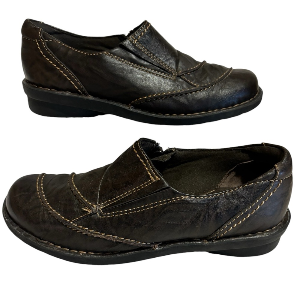 CLARKS BROWN LEATHER LOAFERS W/ ZIPPER
